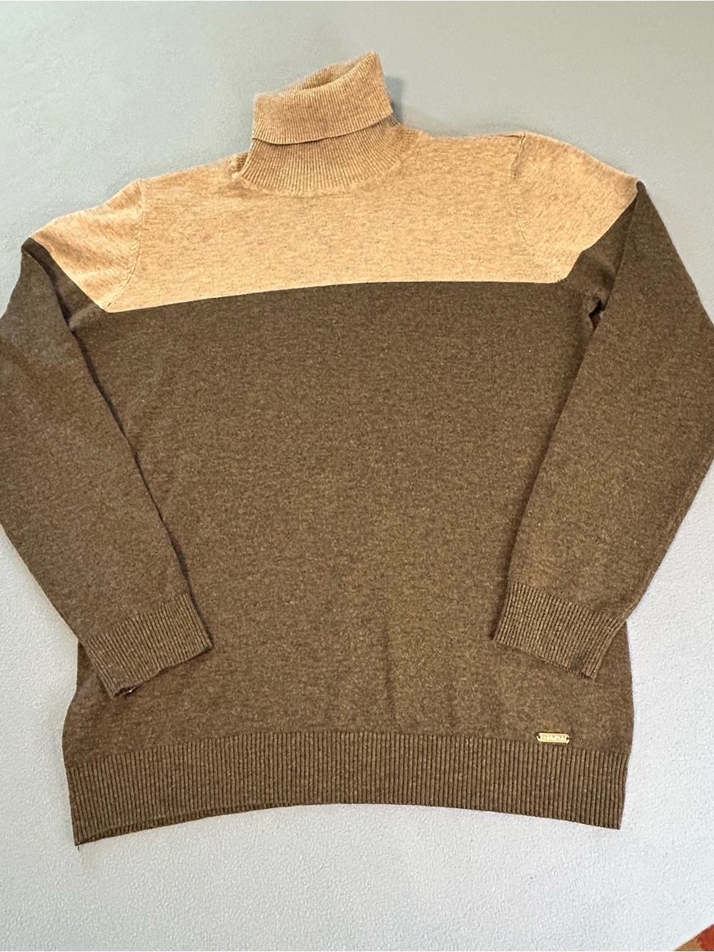 Calvin Klein Two-Tone Color-blocked Turtleneck Sweater